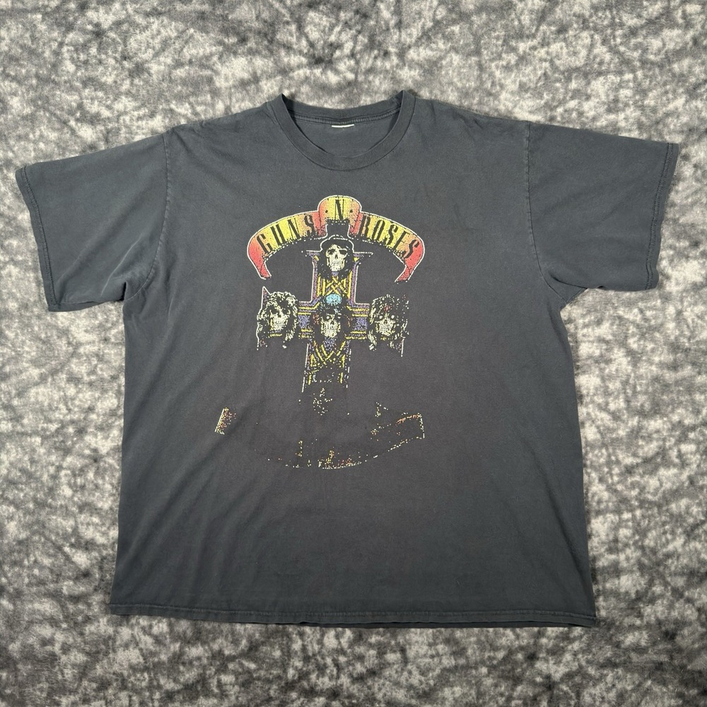 Vintage Guns N' Roses Appetite for Destruction Cross TShirt Mens Size 2XL Faded